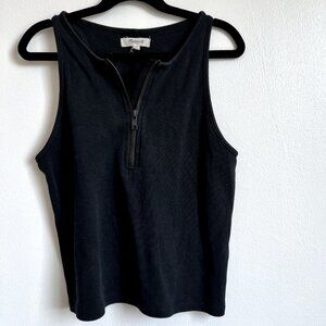 Madewell Women's Size S Black Sleeveless Zip Crop Top
